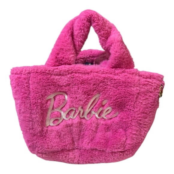 Barbie x Skinny Dip Pink Faux Fur Mini Clutch Handbag - Picture 1 of 7
